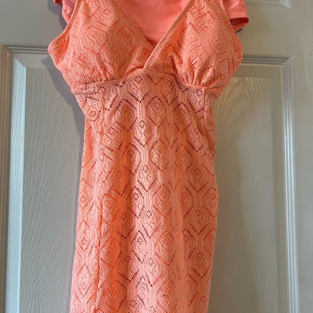 Coral Lace bathing suit. 2 piece set